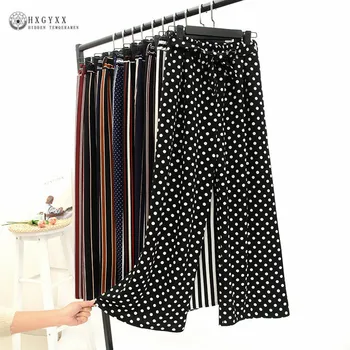 

Casual Summer Chiffon Wide Leg Pants Clothes 2020 Korean Ankle Length High Waist Loose Harajuku Trousers Boho Pantalon B070