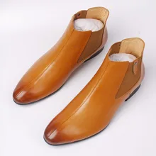 Осенне-зимние ботинки для верховой езды из натуральной кожи без шнуровки ботинки martin Винтаж Стиль Мужская обувь Горячие