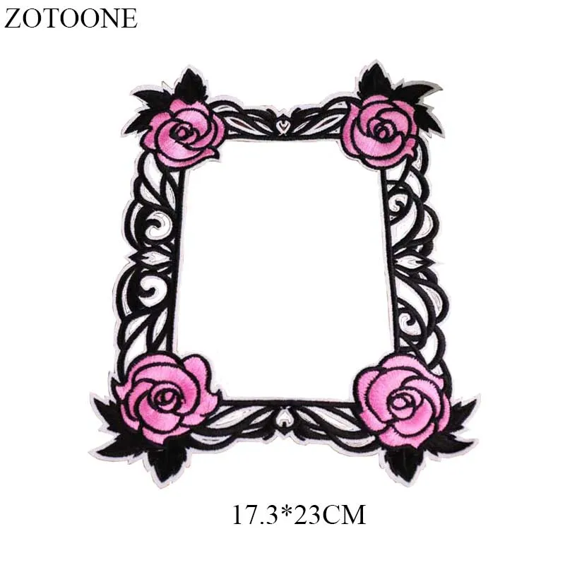 

ZOTOONE Sew on Photo Frame Patch Jacket Biker Applique Embroidered Flower Patches for Clothes Backpack DIY Stripes Badge