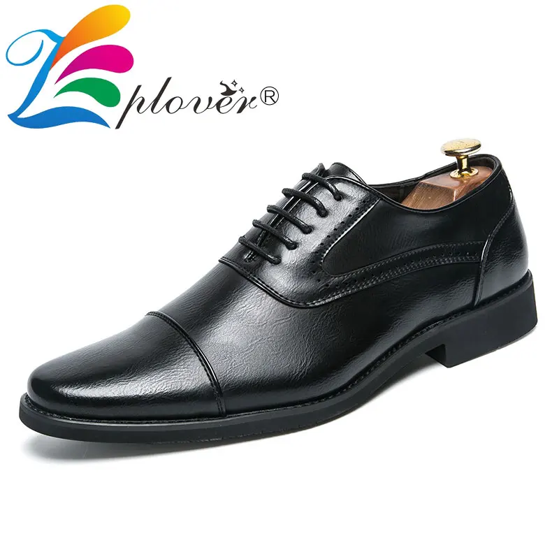 Mens Formal Shoes Luxury Brand Mens Dress Oxford Shoes For Men Casual Leather Shoes Fashion Black Plus Size Business Male Shoes