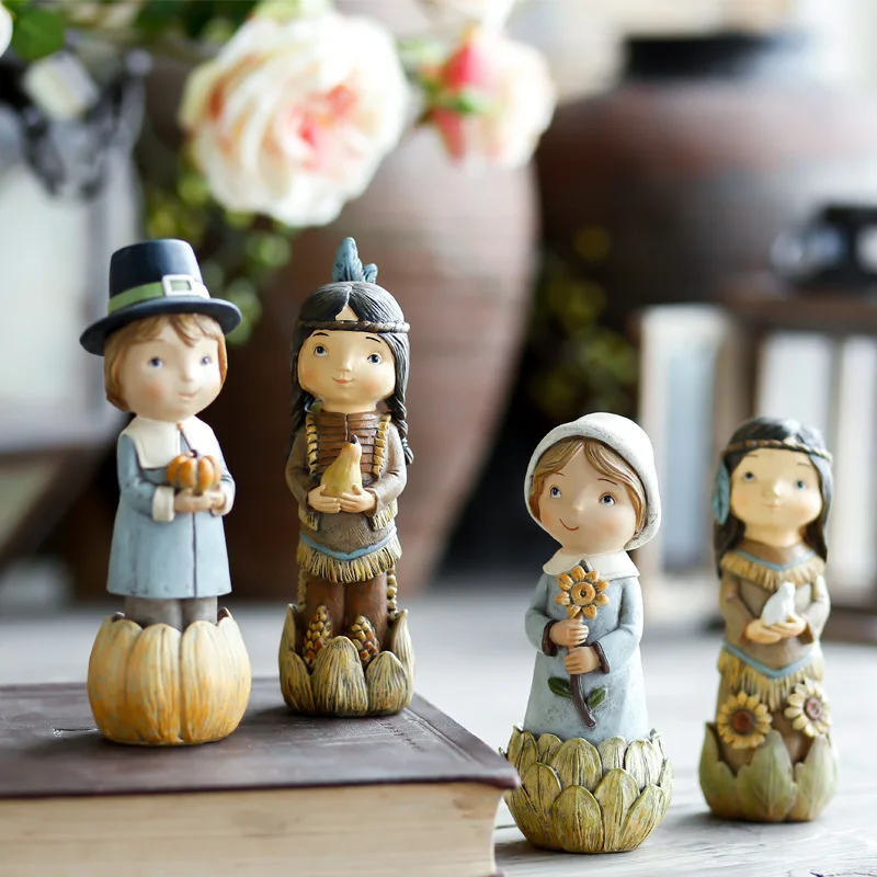 

Nordic Vintage Little Girl Decoration Craft Figurines Miniatures Creative Resin Couple Wedding Gift Home Decoration Accessories