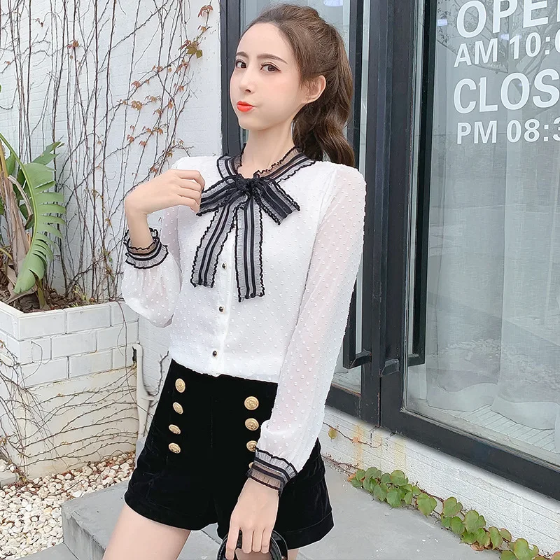 spring-new-korean-chiffon-shirt-women-bowknot-long-sleeve-white-blouse-clothes-girl-summer-autumn-casual-fashion-slim-top-h9140