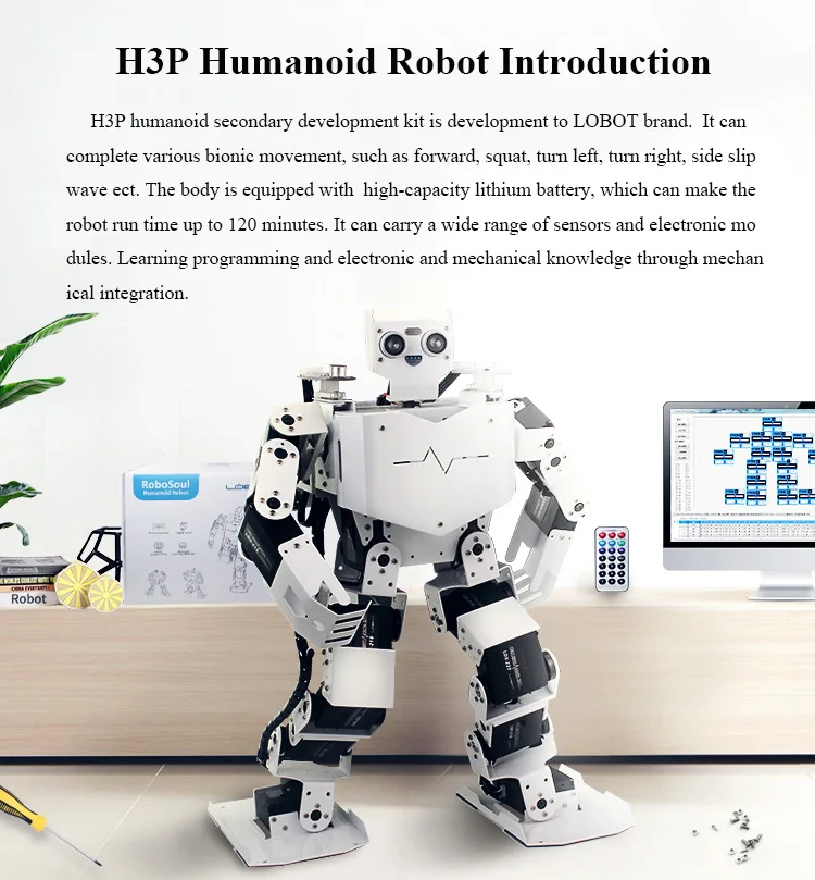 Hiwonder H3P Интеллектуальный гуманоидный робот игрушка программируемый Радиоуправляемый контроль, танцующие роботы с богатым датчиком для образования детей