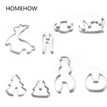 8 шт./лот Topnew 3D для рождественской вечеринки поставки торт декоративная форма для мастики Рождественская елка снеговик лося сани резчик печенья