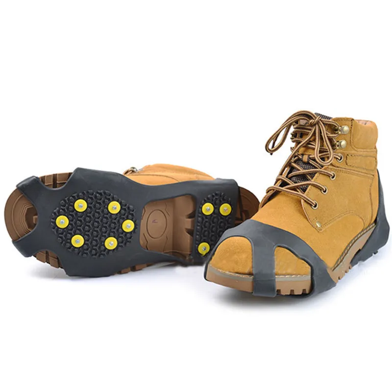 

4 Size 10 Studs Anti Slip Shoes Cover Insoles Universal Ice Snow Shoe Spiked Grip Cleats Outdoor Camping Hiking Shoe Accessories