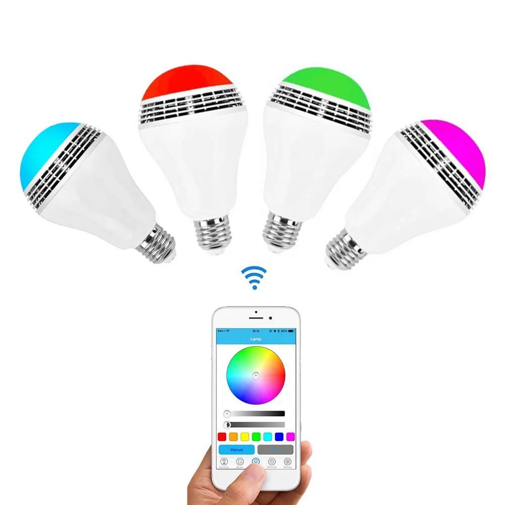 

[DBF]Bluetooth Smart LED Speaker Bulb, Smartphone 1 APP Control Group RGB Bulbs Dimmable Multi-Color Changing Light IOS Android
