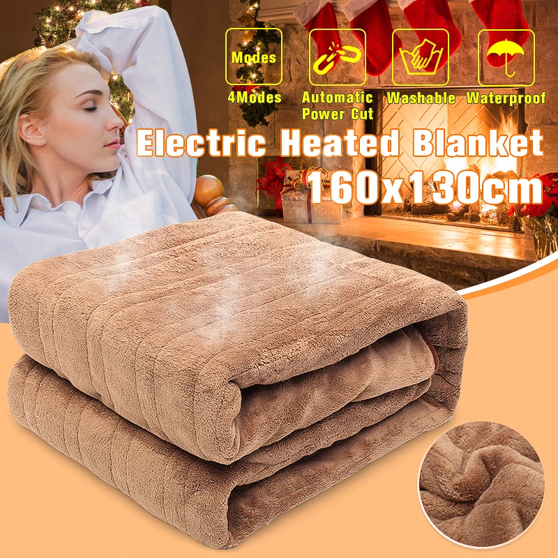 

4 Mode Automatic Cut Electric Heated Bed Carpet Mat Waterproof Coral Velvet 220V Electric Bed Blanket Bedding Blankets 160x130cm