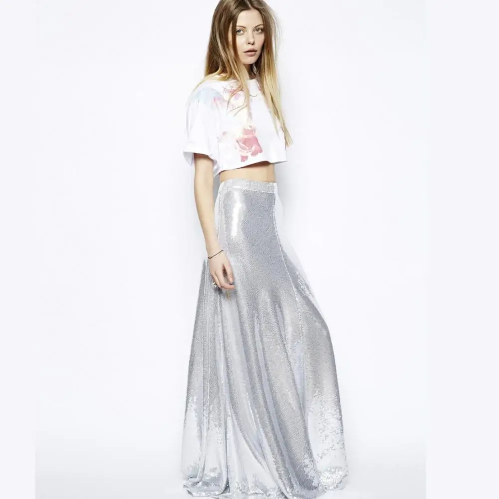 Free Shipping haoduoyi Gorgeous silver paillette skirt women skirt 6 ...