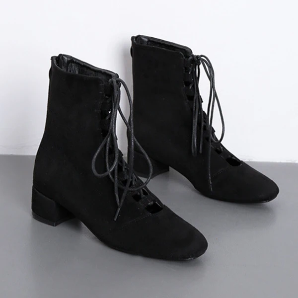 black heeled boots square toe