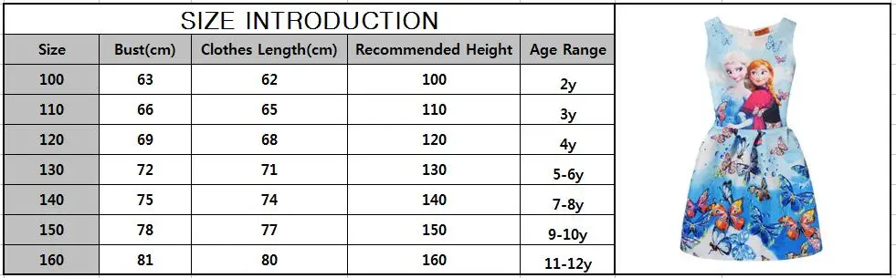 Летнее платье для девочек с изображением Анны и Эльзы; платье для девочек с принтом бабочки; платье принцессы для подростков; вечерние платья для маленьких девочек; Vestidos