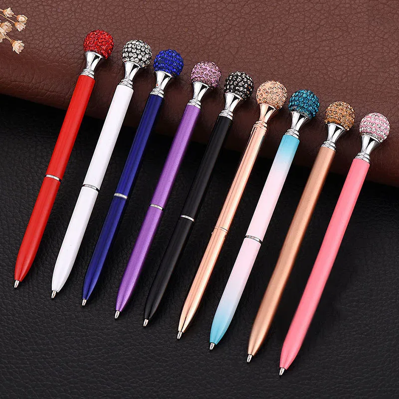 

Pretty Cute High Quality Metal Luxury Crystal Ballpoint Pen Large Diamond Ball Pens School Supplies For Gift Korean Stationery