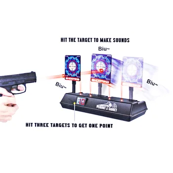 

New Arrival Electric Practice Biu Target Scoring Reset Target with Light Effect and Crit Miss Function for Nerf Ball dropship