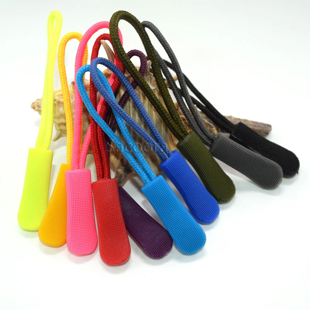 100pcs Mix Color Zipper Pulls Cord Rope Ends Lock Zip Clip Buckle For Paracord Accessories/ Backpack/Clothing