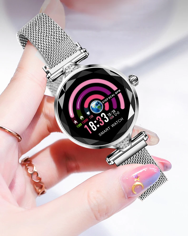 H1 Для женщин модные умные часы носимые устройства Bluetooth Шагомер монитор сердечного ритма для Android/IOS смарт-браслет