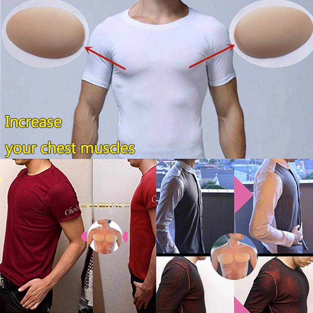 1 Pair Increase Men's Chest Muscle Self-Adhesive Silicone Pad New Stickers Chest Stickers Soft Protection Enhancers Shaper