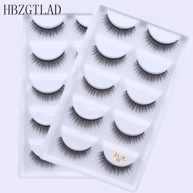 

2019 5 Pairs Natural false eyelashes thick 3d mink lashes short black soft mink eyelashes makeup eyelash extension faux lashes