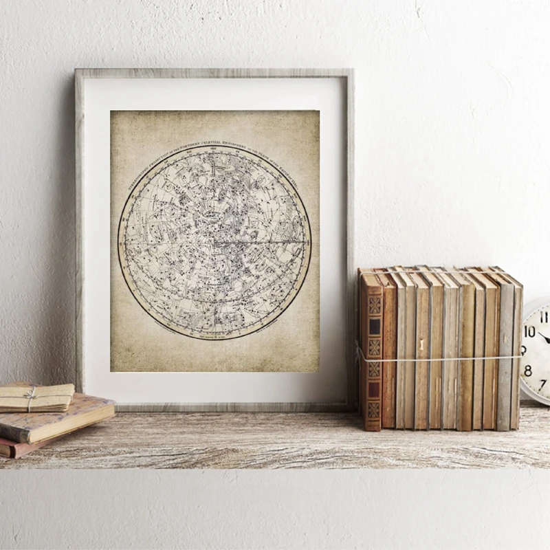 Antique Astronomy Constellation Canvas Art Ppster Home Decor
