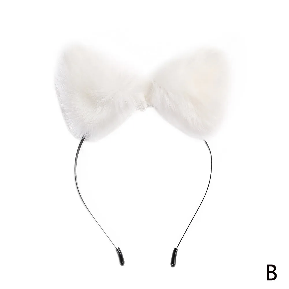 Fox ears Hair Accessories Cute Cat Hairband Women soft Headbands Headband Headwrap Plush Cat Ears Hair Accessories mujer L50 - Цвет: B