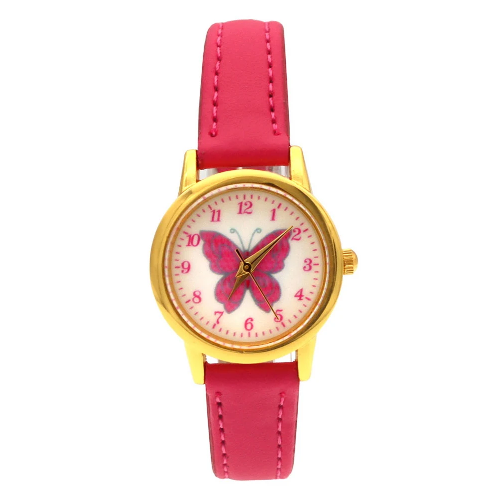 Милые красивые кожаные часы с бабочками, прекрасный подарок для девочек и мальчиков, Студенческие Кварцевые часы, детские наручные часы с животными, U93G