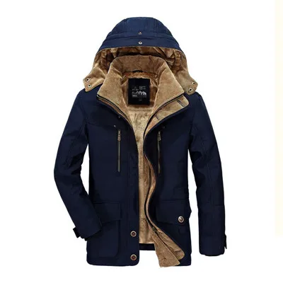 Зимняя куртка для мужчин, плюс размер, L-6XL, зимняя парка для мужчин, Толстая теплая военная куртка с хлопковой подкладкой, мужское зимнее пальто, парка с капюшоном, пальто - Цвет: 13029 navy blue