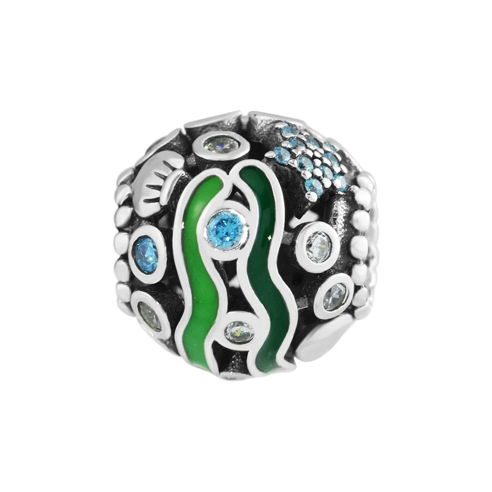 Подходит Pandora Charms браслеты океанская жизнь бусины с разноцветным CZ 100% 925 пробы-серебро-ювелирные изделия Бесплатная доставка