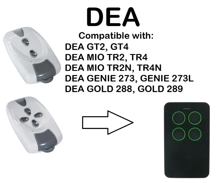 

DEA MIO TR2, MIO TR4 Compatible Remote Control Rolling code 433.92MHz.