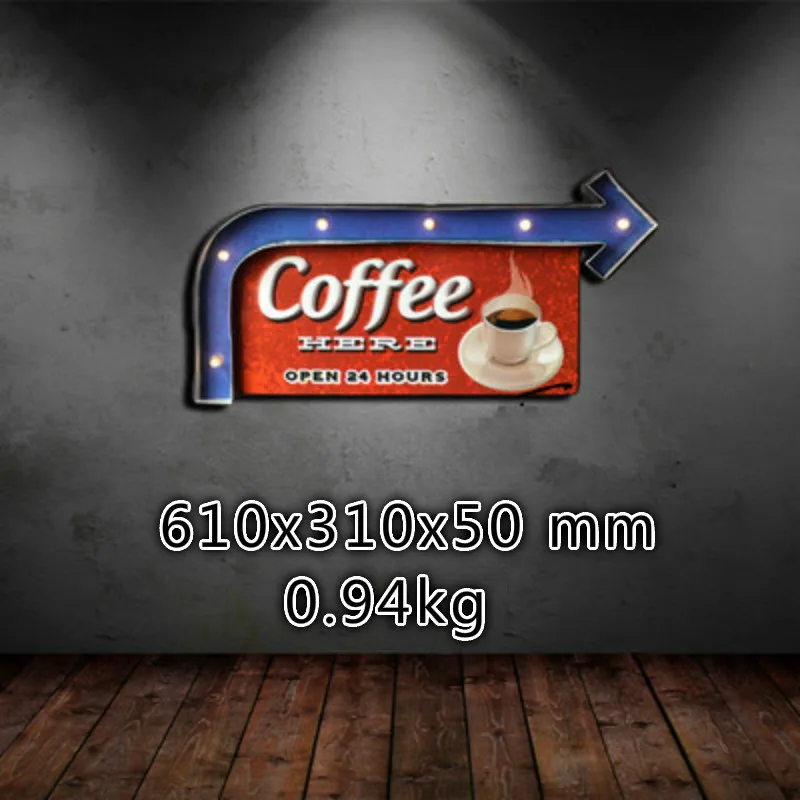 

NEWRetro Style LED Night Light Indoor Bar Pendant Creative Three-dimensional Road Sign Metal Painting Wall Ornaments IY304125-10