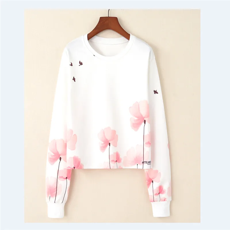 Школа sudaderas мультфильм милый Толстовки Для женщин животных печати Растениеводство Толстовки кофты Женский опрятный Джемпер Пуловер укороченный Топы корректирующие