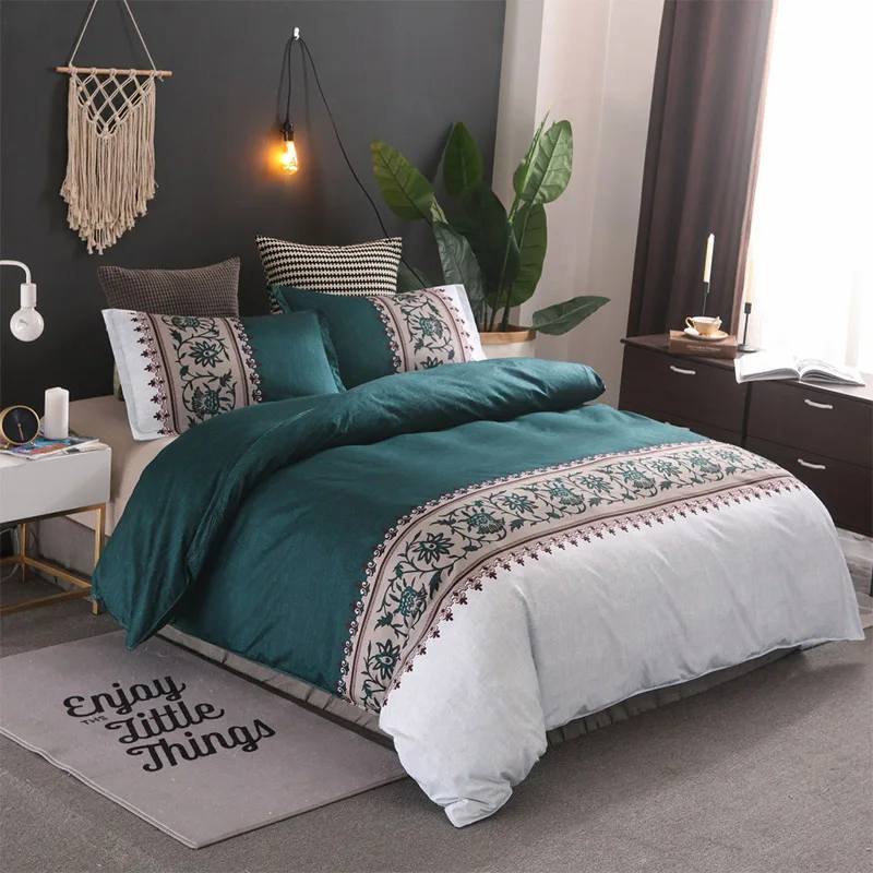 Домашний текстиль кровать простая однотонная наволочка пододеяльник набор плотная ткань печать Текстиль двойная наволочка кровать 8 Размер - Цвет: 1
