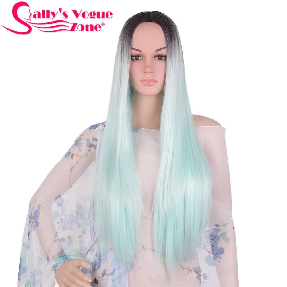 Sallyhair Ombre Synthetic Wigs High Temperature Fiber American African Straight Wavy Body Wave For Black Women 8 (3)