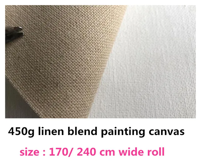 1.7m/2.2m wide roll medium texture 650g very heavy painting linen canvas roll 1