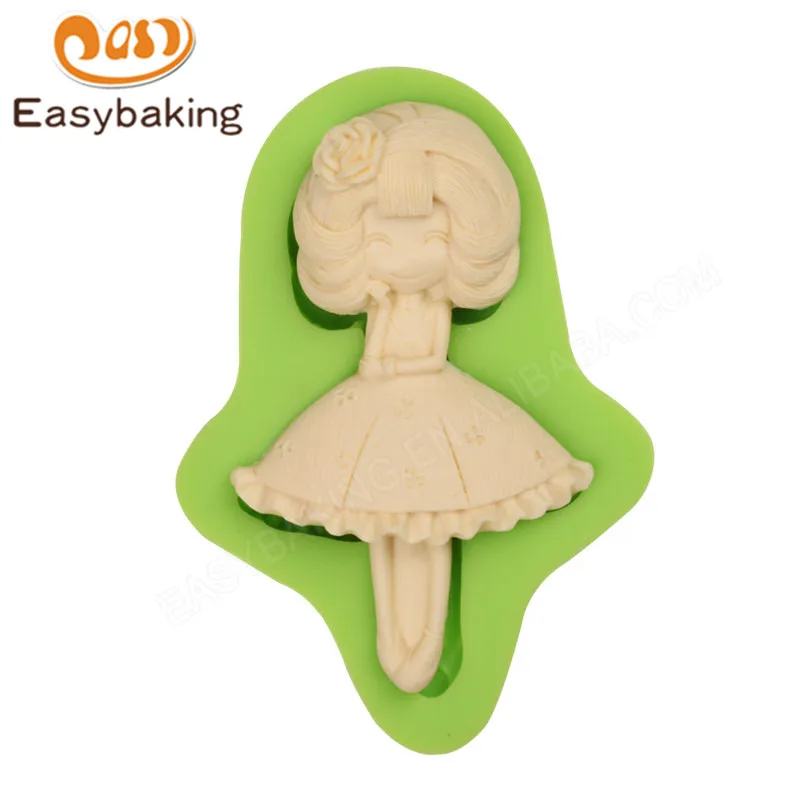 ES-1405-6 Lovely Little girl Silicone Molds for Fondant Cake Decorating