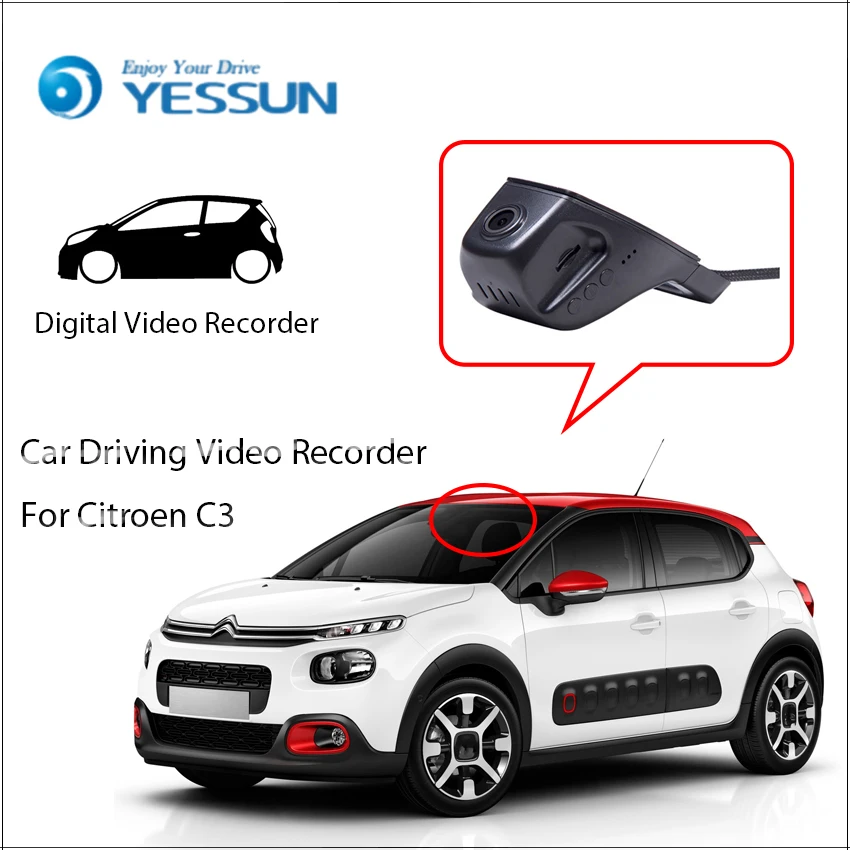 YESSUN для Citroen C3 автомобиля спереди тире Камера CAM/DVR вождения видео Регистраторы-для iPhone приложение для Android Управление Функция