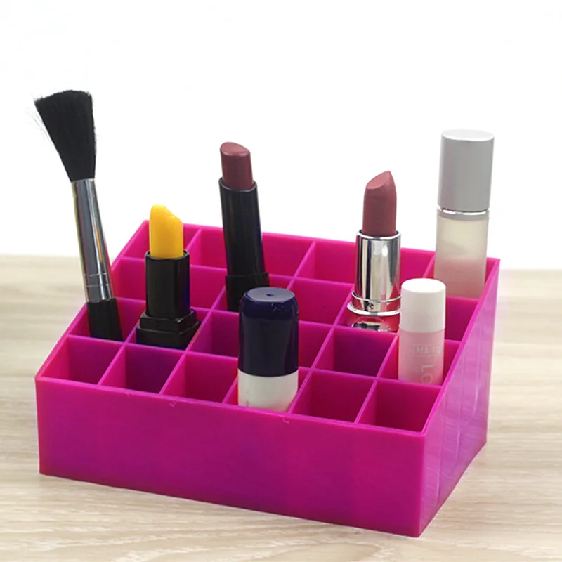 24 Grid Lipstick Racks For Desktop Storage Organizer Transparent Small Objects Cosmetics Eyebrow Pencil Holder | Дом и сад