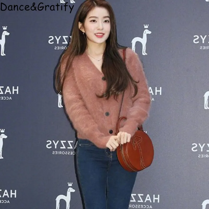

Winter Soft Mohair Cardigan Women Single Breasted Sweater Warm Oversize Knitted Casual Top Autumn Chic Long Sleeve Basic Coat