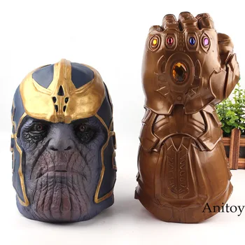 

Avengers Infinity War Thanos Glove Mask with Drinking Straw PVC Marvel Thanos Infinity Gauntlet Mask Halloween Props Figure Toys