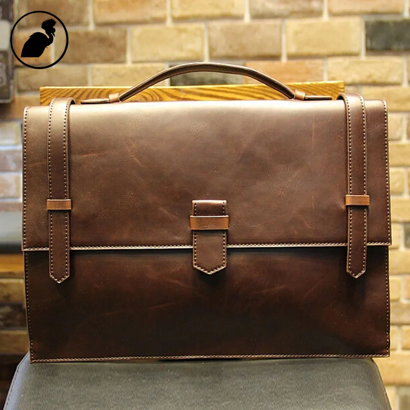 ETONWEAG Famous Brands Vintage Leather Briefcases Men Messenger Bags