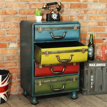 Metal Iron Box Cabinet Decor Decoration Retro Floor Decoration Home Furnishing Living Room Furniture