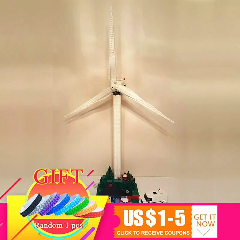 

37001 873PCS The Vestas Windmill Turbine Set Compatible with 4999 Children Educational Building Blocks Model Gift toys