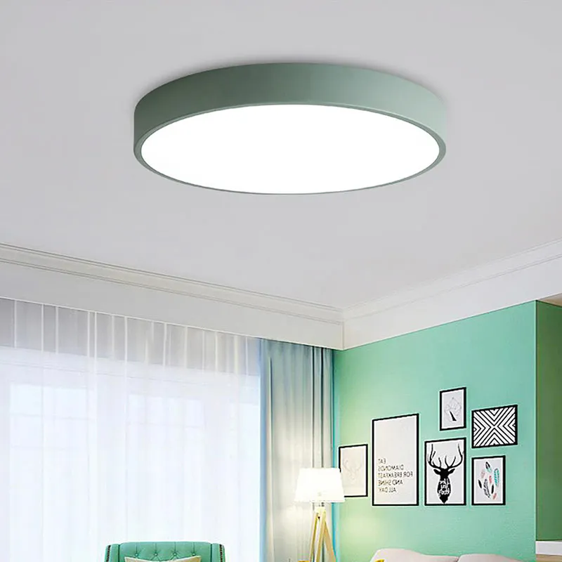 220 В, 18 Вт, 36 Вт, потолочный светильник с плавным затемнением, светильник для гостиной, спальни, коридора, балкона, Декор, Lampara Techo, круглый/квадратный - Испускаемый цвет: Round green