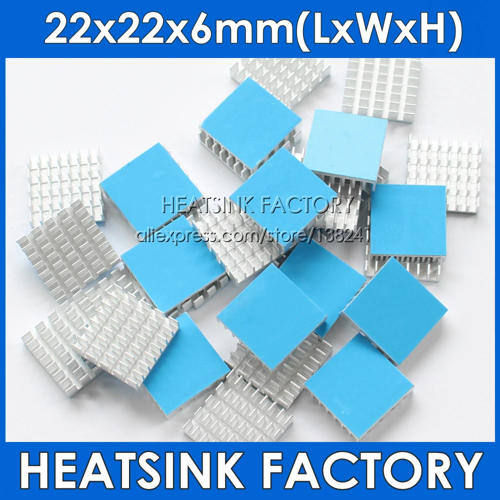 

HEATSINK FACTORY 5pcs 22x22x6mm AluminumHeat Sink Chipset Radiator Cooler With Thermal Heat Dissipation Trans