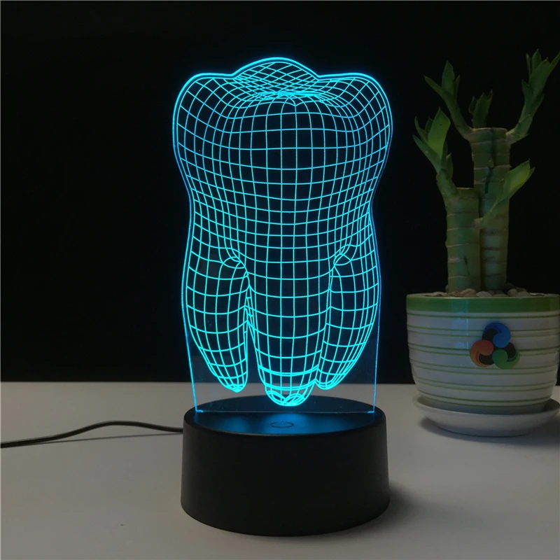 

Teeth Shape 3D LED Lamp Night Light for Chilren Illusion Atmosphere Sleep Table Lamp Touch Colors Changing Light Novelty Gift