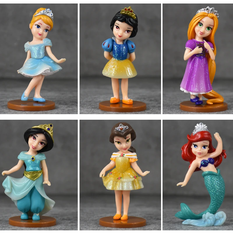 Disney 6pcs/Set Princess Pvc Action Figures Doll Toys Mermaid Cinderella Snow White Decoration Children Gift | Игрушки и хобби