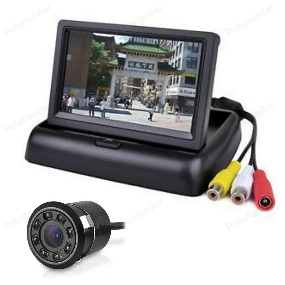 4," TFT lcd Автомобильный Монитор DC 12V складной экран с 8 светодиодный камера заднего вида ночного видения помощь при парковке