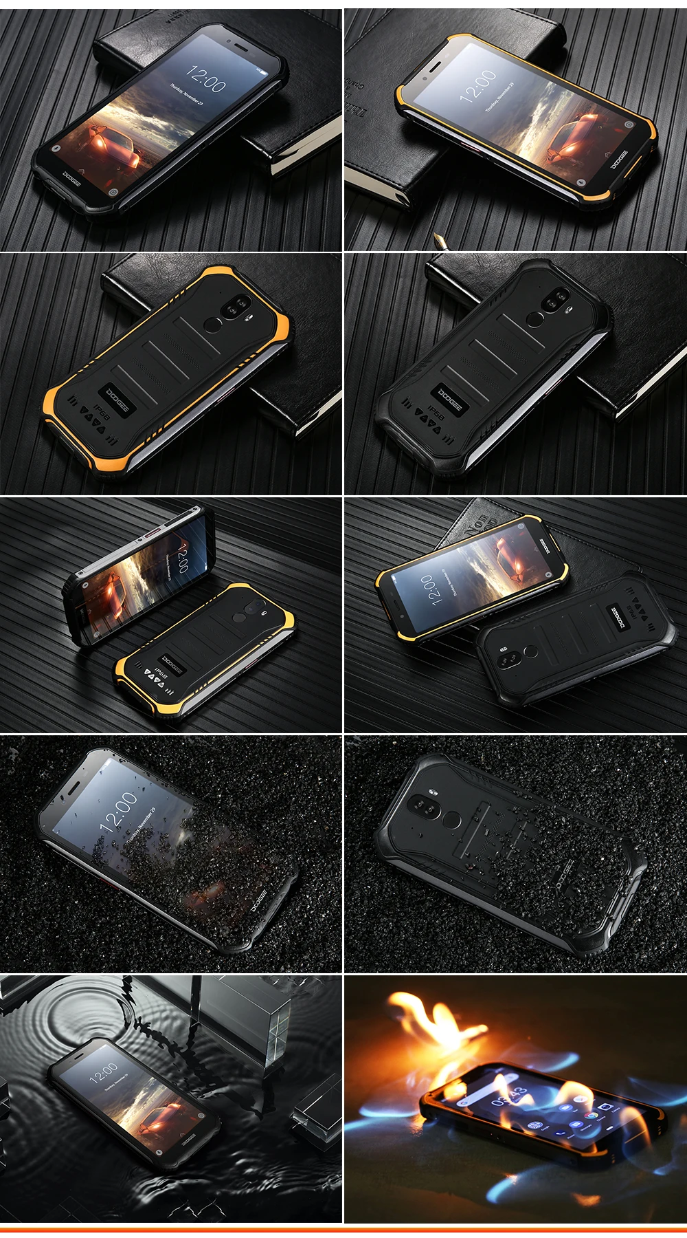 IP68 DOOGEE S40 Lite 5,5 дюймовый дисплей 2 ГБ 16 ГБ Android 9,0 прочный мобильный телефон 5,5 дюймов дисплей 4650 мАч 8,0 МП смартфон