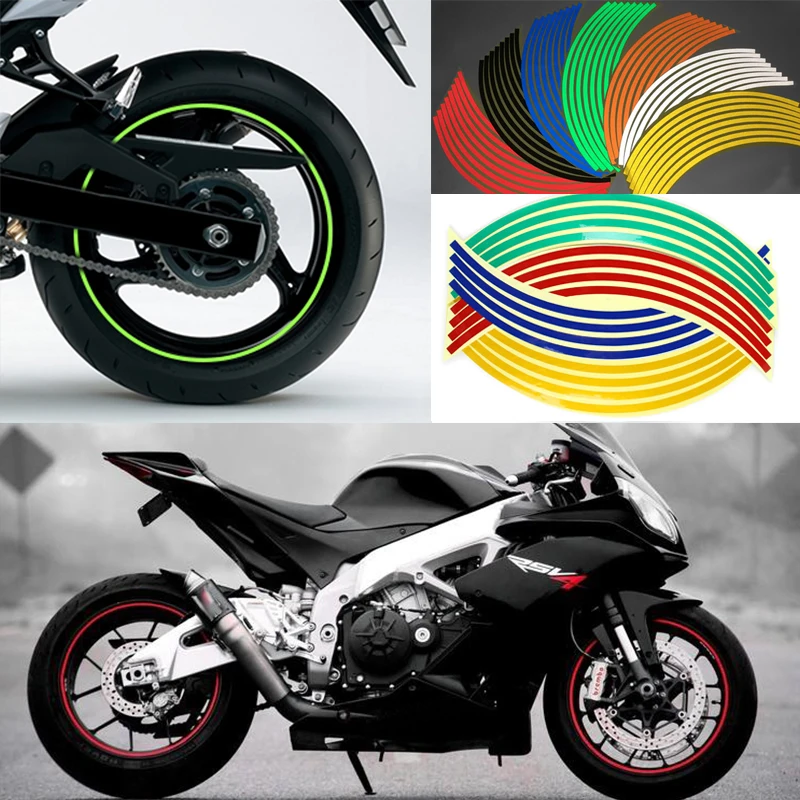 16 Pcs Reflective Rim Tape Strips Wheel Stickers And Decals Case For 14