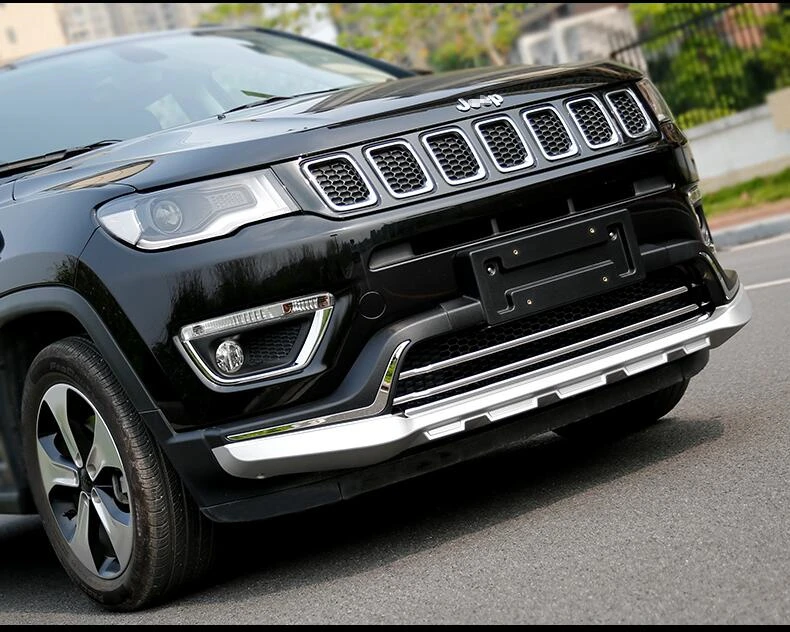 Jioyng Fit для Jeep Compass- Передний+ задний бампер диффузор бамперы защита для губ противоскользящая пластина ABS 2 шт