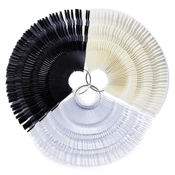 

50Pcs Transparent Natural Black False Nail Tips Set UV Gel Polish Color Card Fan Stick Board Nail Art Practice Display Tool