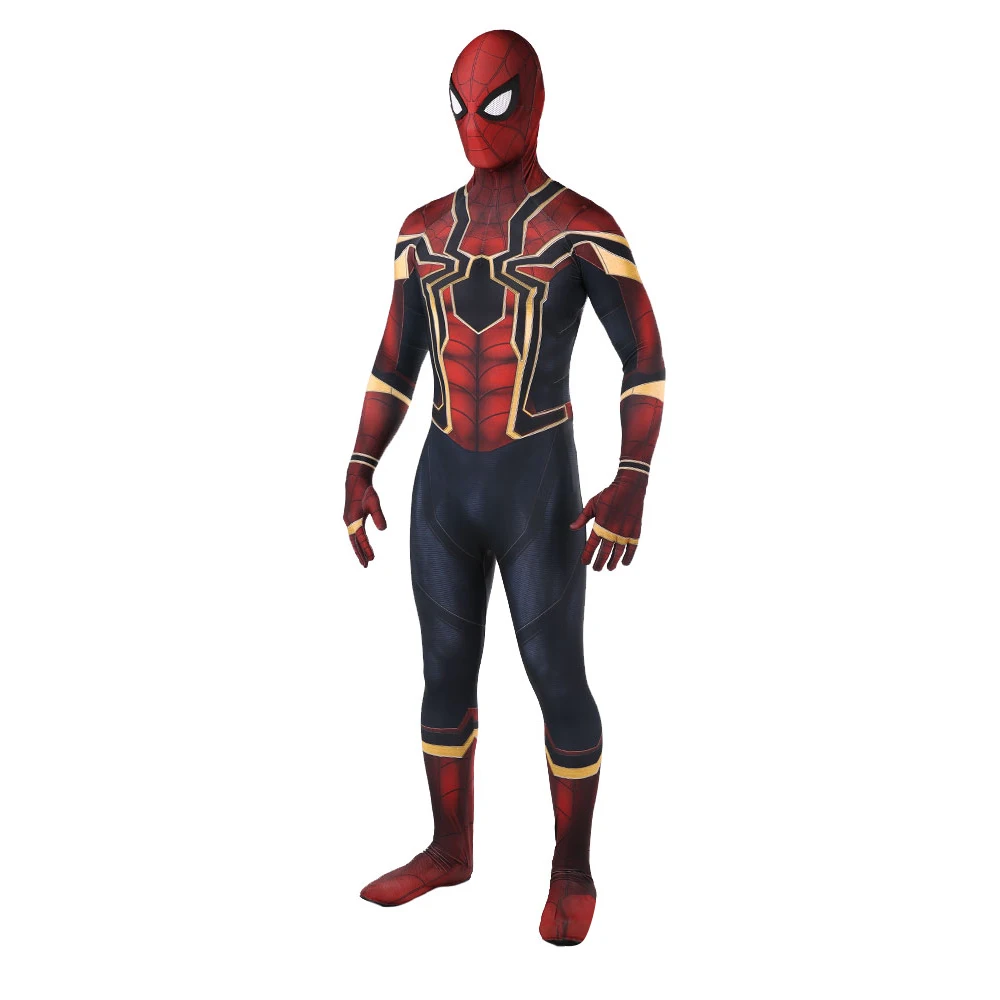 2018 New Spiderman Costume Kids Adult Avenger Infinity War Tom Holland Iron Spider Man Cosplay Costume 3D Print Spandex Zentai