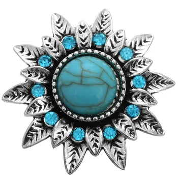 

10pcs/lot 2018 New 18MM Snap Jewelry Blue Stone Rhinestone Metal Snap Buttons fit 18mm Snap Bracelet Necklace For Women Jewelry